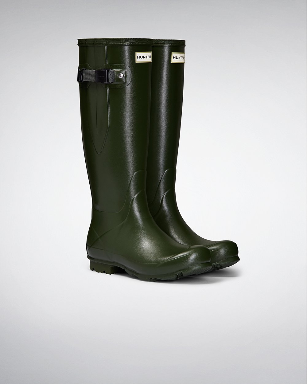 Womens Hunter Norris Field Side Adjustable - Tall Rain Boots Green - 4823-GFUXZ